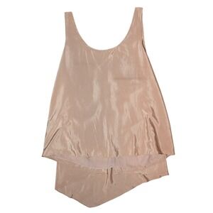 NWT BCBG Generation Neutral Flowy Sheer‎ Beige Sleeveless Blouse Women's Large